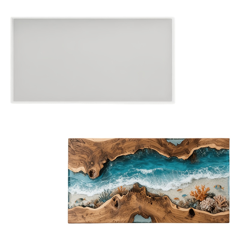 Resin Art Wooden Tray - Cetakan Silikon Meja Resin Epoksi Besar,