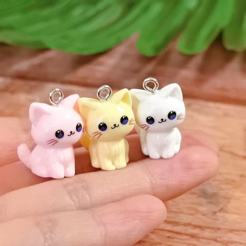 Resin Art Accessories - 10pcs 3D Kawaii Happy Cat Resin