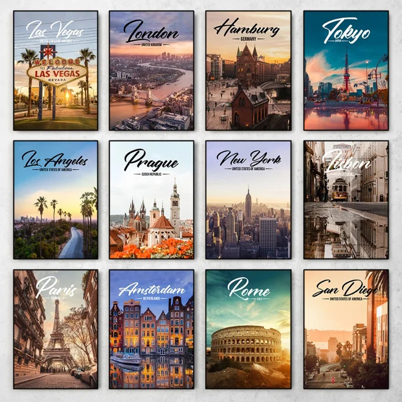 Resin Art World - Poster Kota Terkenal Dunia London Paris