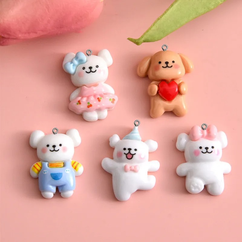 Resin Art Accessories - 10pcs Gantungan Kunci Resin Bentuk Anjing