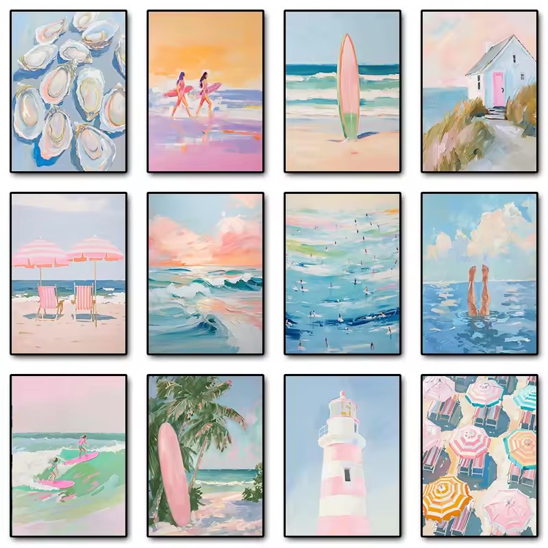 Resin Art Ocean - Poster Pemandangan Laut Gelombang Air Warna