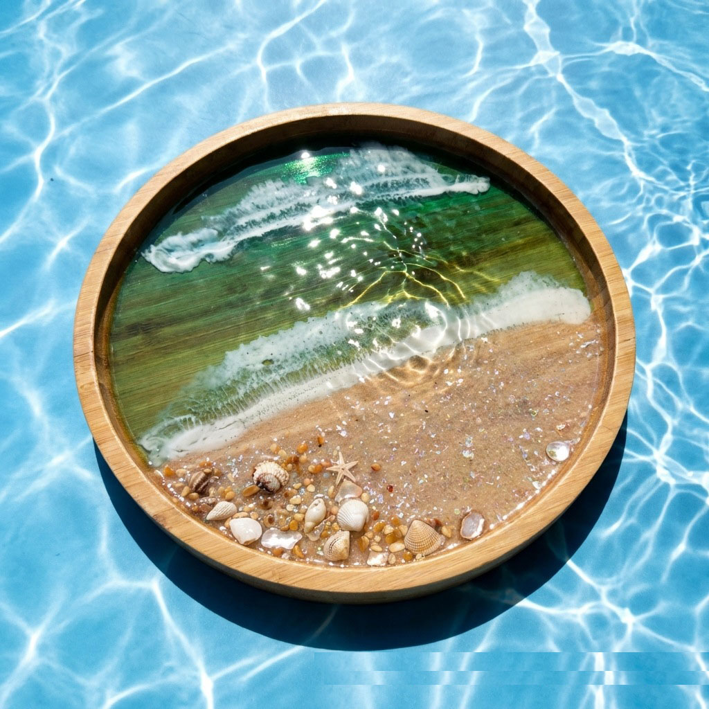 Nampan Sajian Kayu dengan Seni - Resin Art Wooden Tray ulasan dan harga